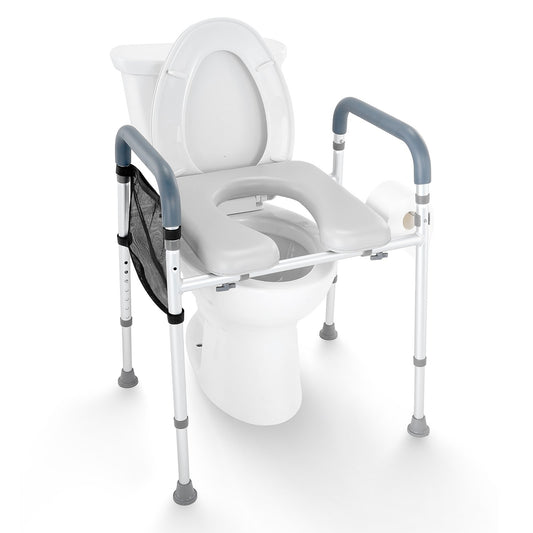 Raised Toilet Seat 7-Position Height Adjustment 158.7kg Capacity