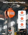 Hand Chain Hoist 3 Ton 6m Lifting Height G80 Galvanized Chain Orange