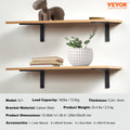 Heavy Duty Floating Shelf Brackets 25.6x15.5cm 4pc Matte Black 72.6kg
