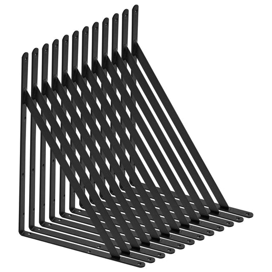 Shelf Bracket 46x30.5cm 12Pcs Heavy Duty 72.6kg Black Steel