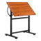 Adjustable Drafting Table 0-90° Tilt Wooden Drawing Desk H-Frame