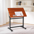 Adjustable Drafting Table 0-90° Tilt Wooden Drawing Desk H-Frame