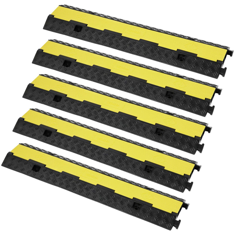 VEVOR 5pc 2 Channel Cable Protector Ramp 12000lbs Heavy Duty Speed Bump