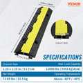 VEVOR 5pc 2 Channel Cable Protector Ramp 12000lbs Heavy Duty Speed Bump