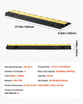 Cable Protector Ramp 3 Pack 2 Channel Heavy Duty 31x28mm Wire Hose