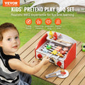 26pc Kids BBQ Grill Playset Wooden Cooking Toy Set Sound Effects