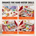 26pc Kids BBQ Grill Playset Wooden Cooking Toy Set Sound Effects