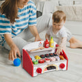26pc Kids BBQ Grill Playset Wooden Cooking Toy Set Sound Effects