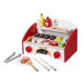 26pc Kids BBQ Grill Playset Wooden Cooking Toy Set Sound Effects