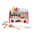 26pc Kids BBQ Grill Playset Wooden Cooking Toy Set Sound Effects