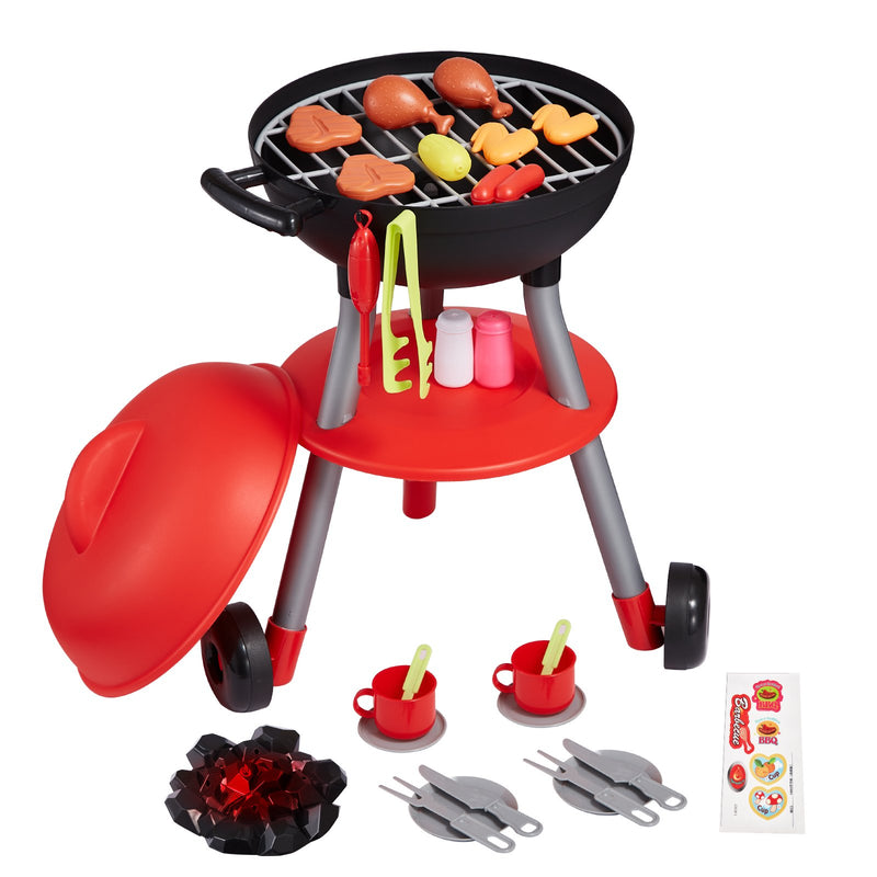 28pc BBQ Grill Playset Kids Kitchen Toys Sound Light Cooking