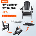 Adirondack Chair Set 2 Plastic Folding Black Cup Holder Outdoor