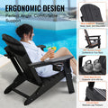 Adirondack Chair Set 2 Plastic Folding Black Cup Holder Outdoor