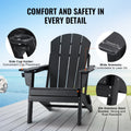 Adirondack Chair Set 2 Plastic Folding Black Cup Holder Outdoor