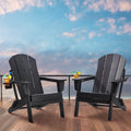 Adirondack Chair Set 2 Plastic Folding Black Cup Holder Outdoor
