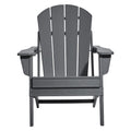 Adirondack Chair Plastic, Set of 2 All-Weather Portable Folding Fire Pit Chair, Outdoor Adirondack Patio Chair with Cup Holder, with Relaxing Arm Rest Ergonomic, for Garden, Backyard - Gray