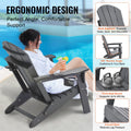Adirondack Chair Set 2 Plastic Folding Grey Outdoor Patio Cup Holder