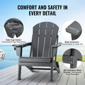 Adirondack Chair Set 2 Plastic Folding Grey Outdoor Patio Cup Holder