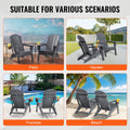 Adirondack Chair Set 2 Plastic Folding Grey Outdoor Patio Cup Holder