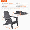 Adirondack Chair Set 2 Plastic Folding Grey Outdoor Patio Cup Holder