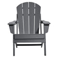 Adirondack Chair Set 2 Plastic Folding Grey Outdoor Patio Cup Holder