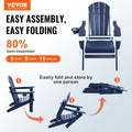 Adirondack Chair Set 2 Plastic Folding Outdoor Navy Blue Cup Holder