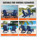Adirondack Chair Set 2 Plastic Folding Outdoor Navy Blue Cup Holder