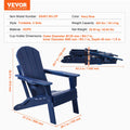 Adirondack Chair Set 2 Plastic Folding Outdoor Navy Blue Cup Holder