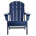 Adirondack Chair Set 2 Plastic Folding Outdoor Navy Blue Cup Holder