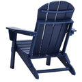 Adirondack Chair Set 2 Plastic Folding Outdoor Navy Blue Cup Holder