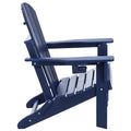 Adirondack Chair Set 2 Plastic Folding Outdoor Navy Blue Cup Holder