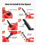 Fuel Container 19L Red Petrol Tank Spout Leak-proof Portable