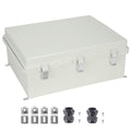 Outdoor Electrical Junction Box, 350 x 250 x 150 mm, ABS Plastic Electrical Enclosure Box with Hinged Cover Stainless Steel Latch, IP67 Dustproof Waterproof for Outdoor Electrical Projects