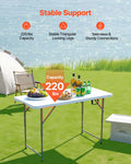 4ft Folding Table Heavy Duty Portable Plastic Rectangle White