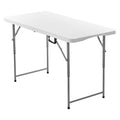 4ft Folding Table Heavy Duty Portable Plastic Rectangle White
