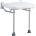 Folding PE Shower Seat, 15.7'' x 14.8'' Unfolded, Wall Mounted Fold Up Shower Bench with 500 lbs Load Capacity, Space Saving Fold Down Shower Chair for Seniors Pregnant Women Children Adults