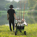 Beach Fishing Cart 136kg 4 Wheel Foldable Steel Trolley 8 Rod Holder