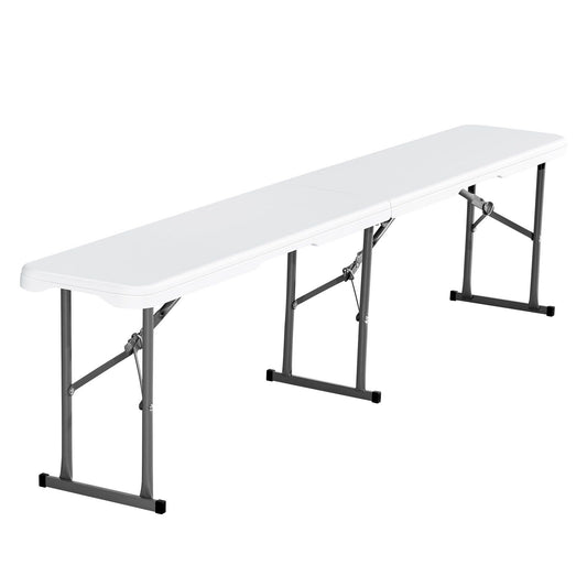 Plastic Folding Bench 6ft White 2 Pack HDPE Indoor Outdoor Picnic