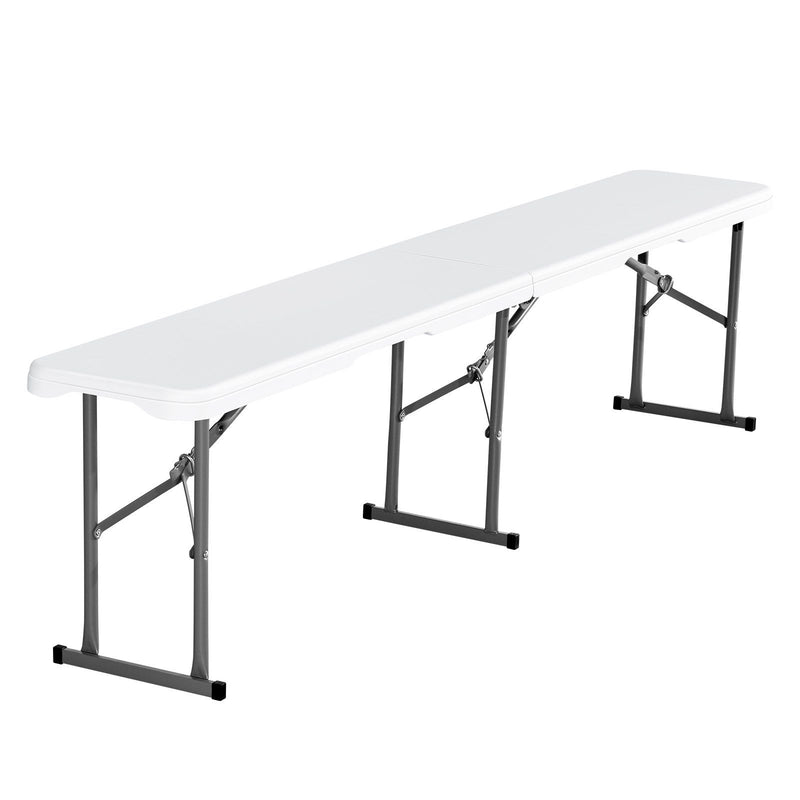 Plastic Folding Bench 6ft White 2 Pack HDPE Indoor Outdoor Picnic