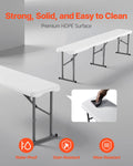 Plastic Folding Bench 6ft White 2 Pack HDPE Indoor Outdoor Picnic