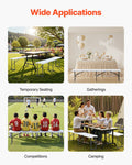 Plastic Folding Bench 6ft White 2 Pack HDPE Indoor Outdoor Picnic