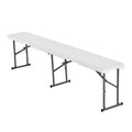 Plastic Folding Bench 6ft White 2 Pack HDPE Indoor Outdoor Picnic