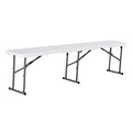 Plastic Folding Bench 6ft White 2 Pack HDPE Indoor Outdoor Picnic