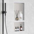 Cefito Shower Niche 40x81cm Double Shelf Black Recessed Wall Tile