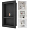 Shower Niche Recessed 40x60cm Double Shelf Black Tile Ready