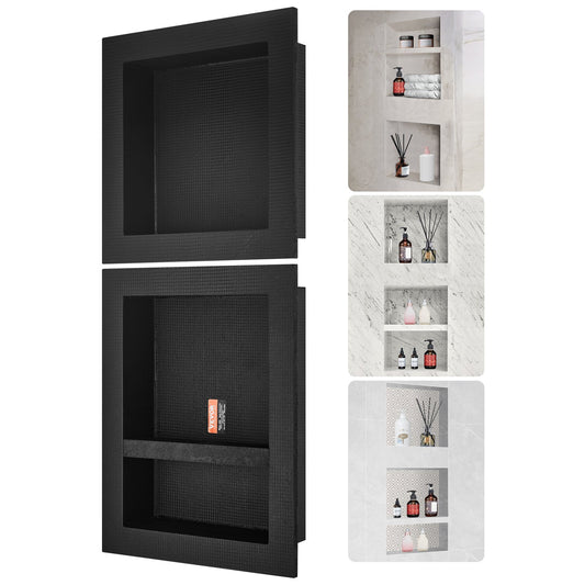 Shower Niche 40.64x40.64cm & 40.64x50.8cm Triple Shelf Black