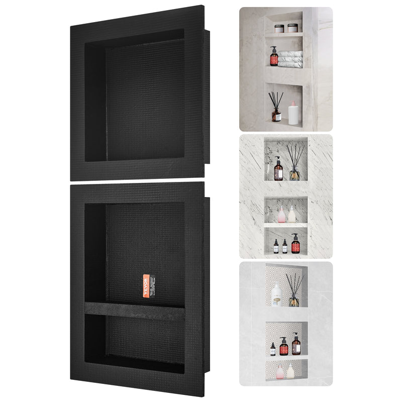 Shower Niche 40.64x40.64cm & 40.64x50.8cm Triple Shelf Black