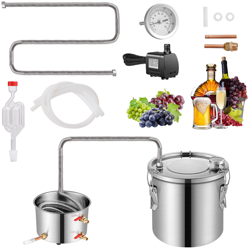 Moonshine Still 3 Gallon Alcohol Distiller Stainless Steel Water Pump