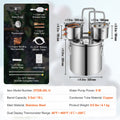 Alcohol Still 19L Stainless Steel Distiller Copper Coil Dual Condenser