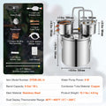 Moonshine Still Water Alcohol Distiller 8Gal w/Thumper Keg & 8W Water Pump